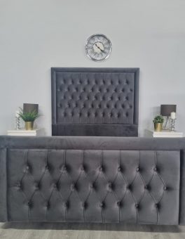 Beaded Bianca Chesterfield Buttoned Ottoman Gas Lift bed Frame