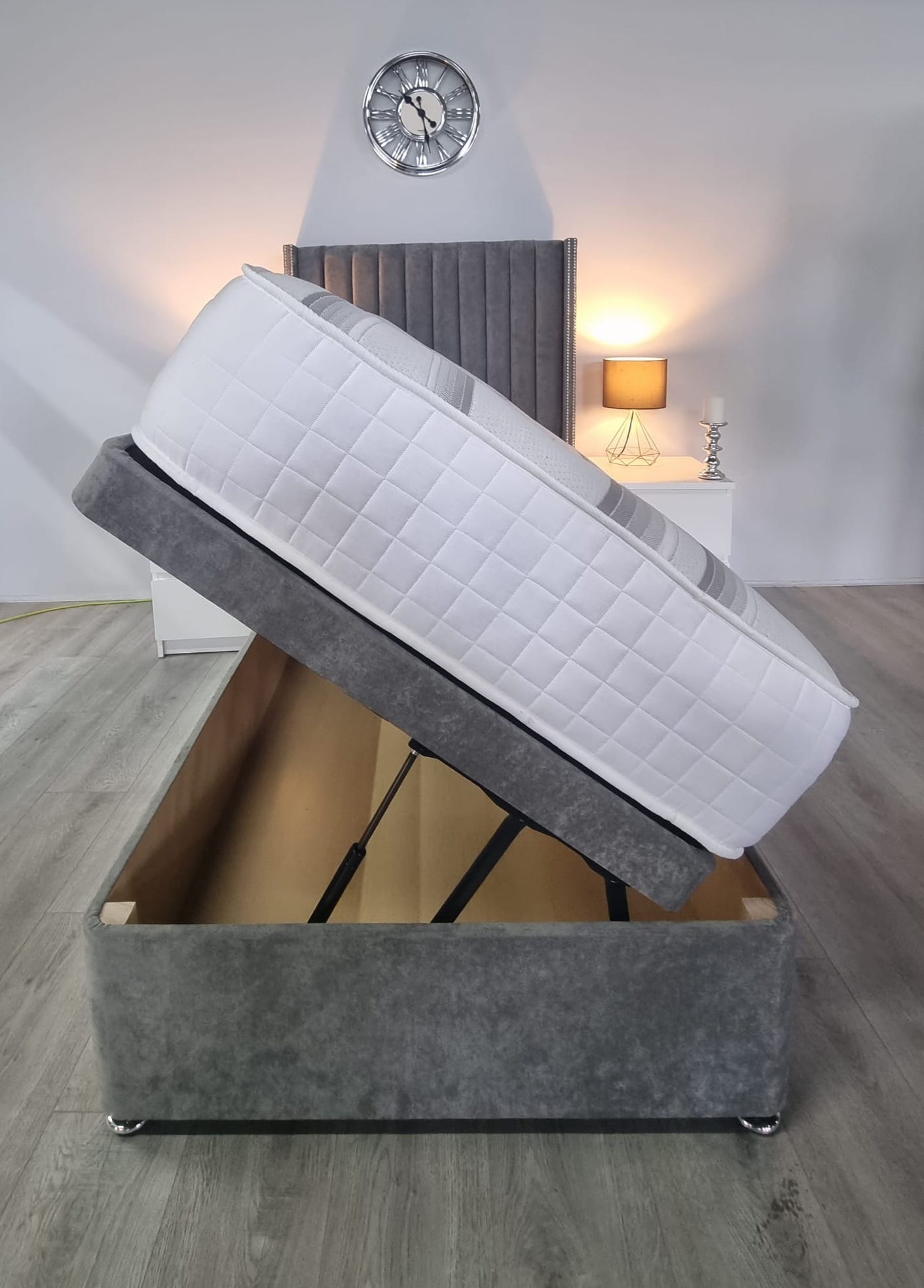 Oswald Wing Back Panel Ottoman Gas Lift Bed Frame - Image 4